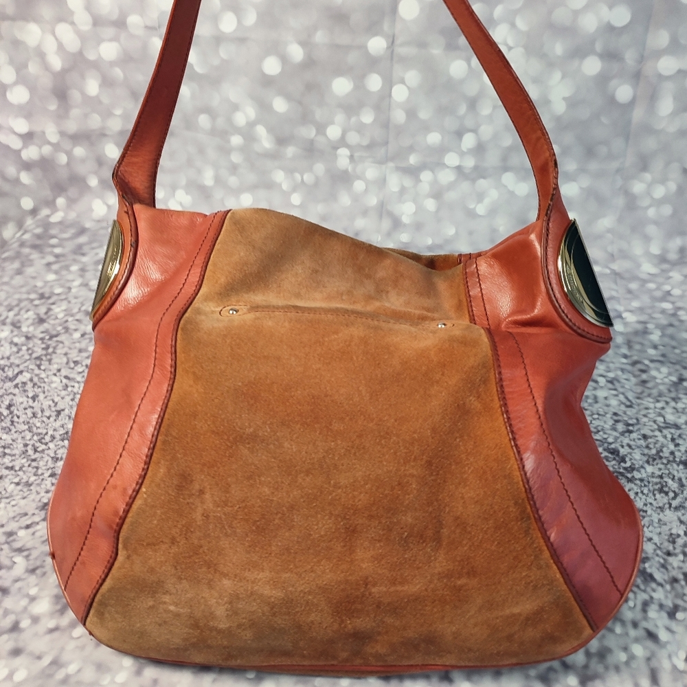 B Makowsky Suede and Leather Handbag - Picture 7 of 12